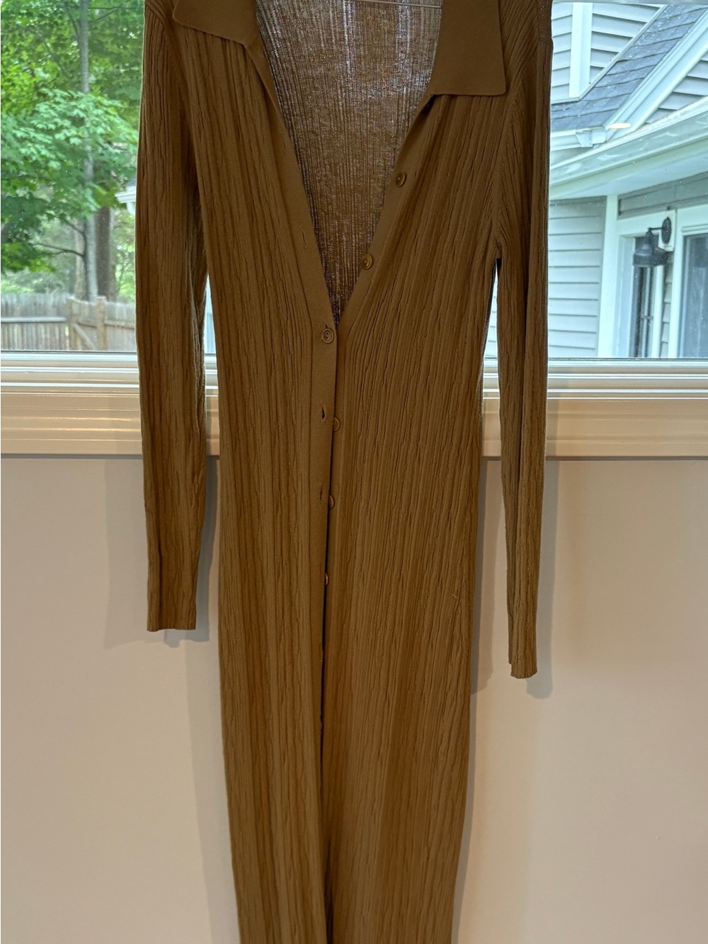 Taupe Long Sleeve Button-Front Women's Dress